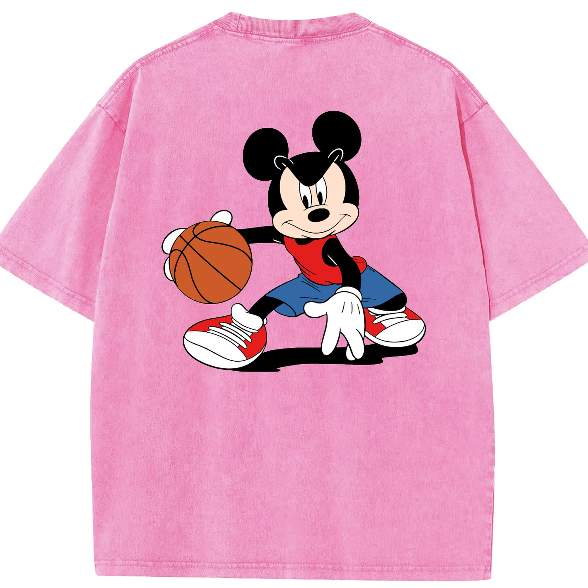（画像用） ミッキーマウス Mickey Mouse 綿100% ヴィンテージ風 半袖Tシャツ（背面プリント）